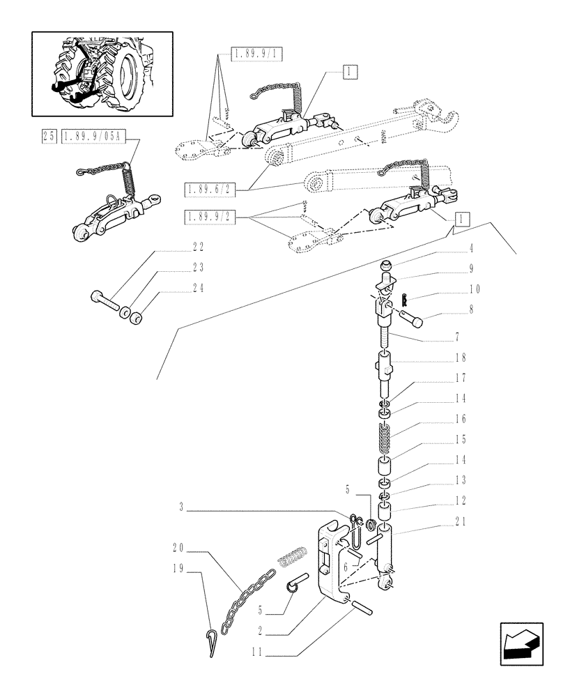 Схема запчастей Case IH MXM190 - (1.89.9/05) - (VAR.742/1) AUTOMATIC STABILISERS FOR CAB WITH SUSPENSIONS (09) - IMPLEMENT LIFT