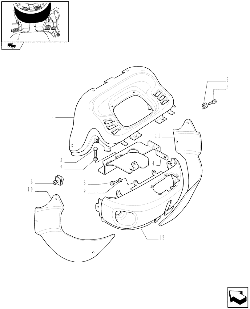 Схема запчастей Case IH FARMALL 75N - (1.92.83/01) - LESS REMOTE CONTROL VALVES - FRONT CONSOLE TRIM (VAR.337391-338391 / 743528) (10) - OPERATORS PLATFORM/CAB