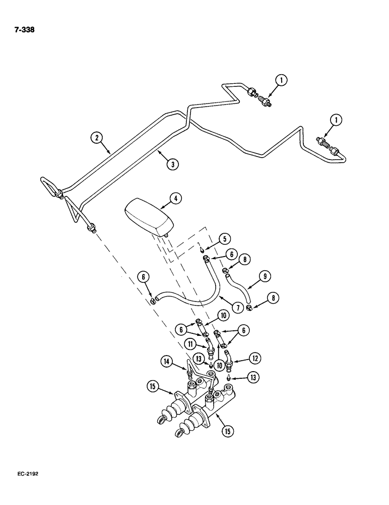 Схема запчастей Case IH 885 - (7-338) - BRAKE CYLINDER AND PIPES, WITHOUT CAB (07) - BRAKES