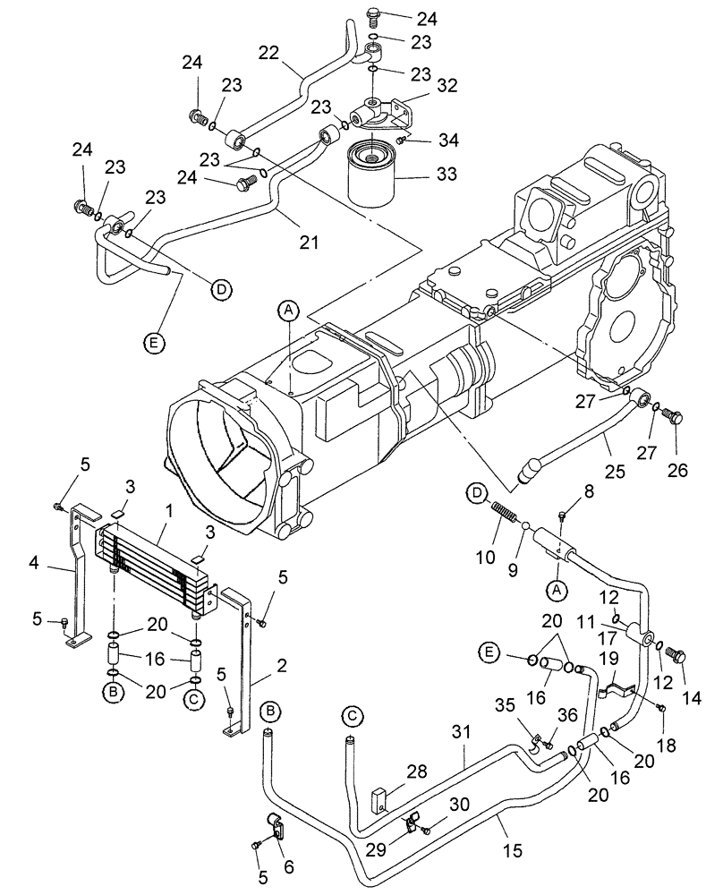 Схема запчастей Case IH DX21 - (07.02[2]) - HST PIPING & OIL COOLER (07) - HYDRAULIC SYSTEM