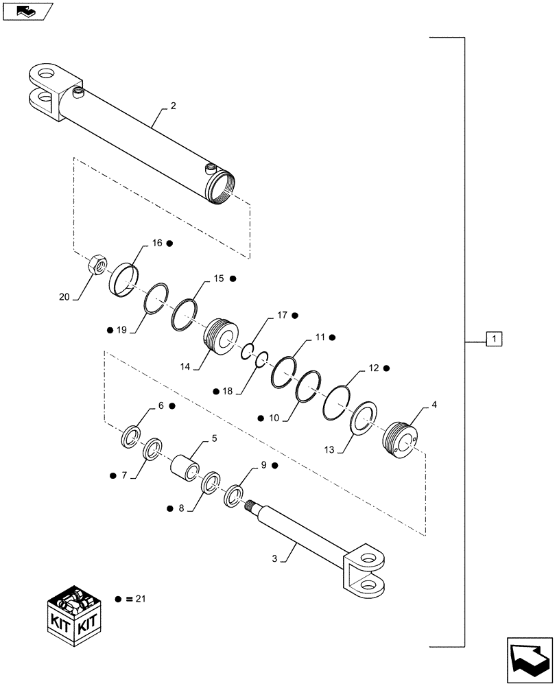 Схема запчастей Case IH QUADTRAC 500 - (41.216.02) - STEERING CYLINDER - STEIGER 500, QUADTRAC 450 & 500 (41) - STEERING