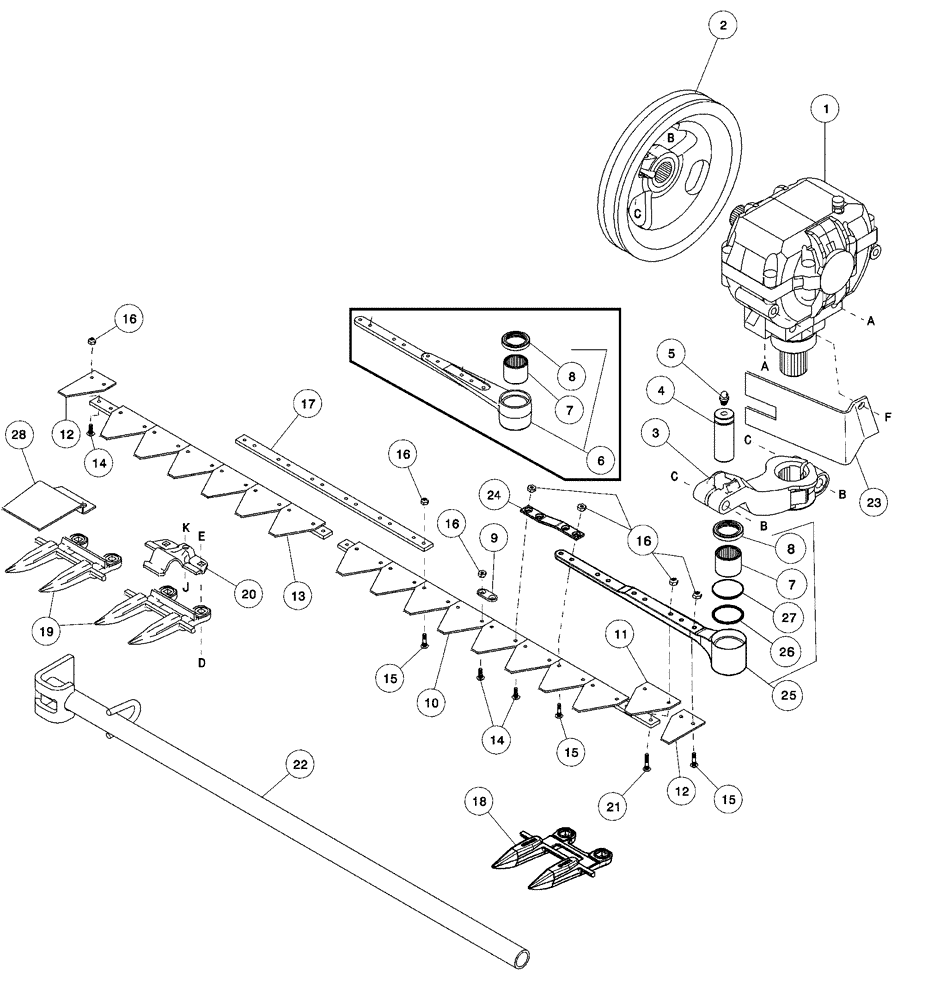 Схема запчастей Case IH 1042 - (09-07) - KNIFE ASSEMBLY 