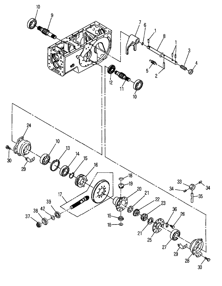 Схема запчастей Case IH FARMALL 45 - (05.01) - REAR AXLE DIFFERENTIAL & LOCK LINKAGE (05) - REAR AXLE