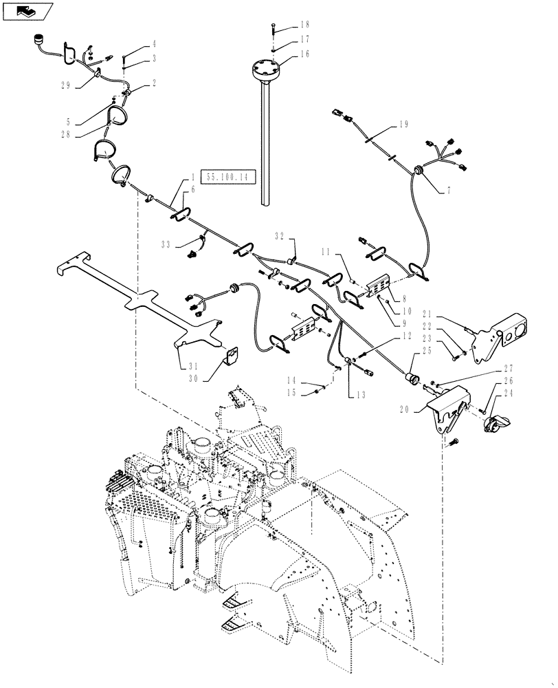 Схема запчастей Case IH STEIGER 500 - (55.100.12) - HARNESSES - REAR FRAME WIRING LAYOUT (NORTH AMERICA) (55) - ELECTRICAL SYSTEMS