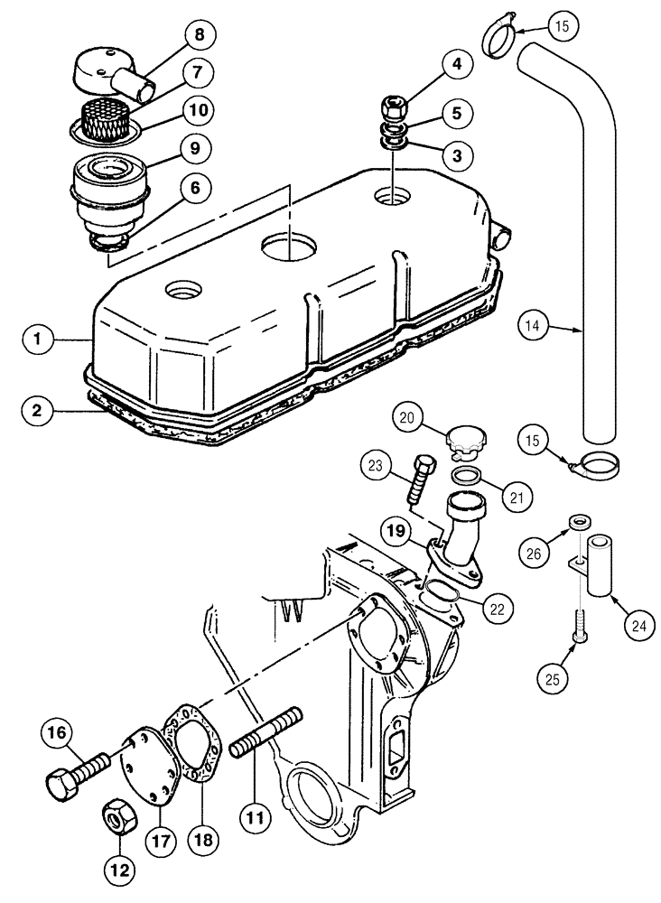 Схема запчастей Case IH CX50 - (02-25) - CYLINDER HEAD COVER (02) - ENGINE