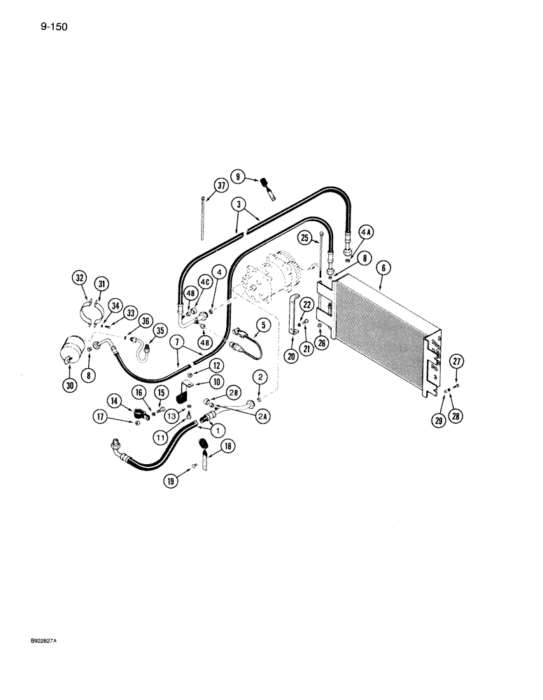 Схема запчастей Case IH 7150 - (9-150) - AIR CONDITIONING, CONDENSER AND RECEIVER DRIER (09) - CHASSIS/ATTACHMENTS