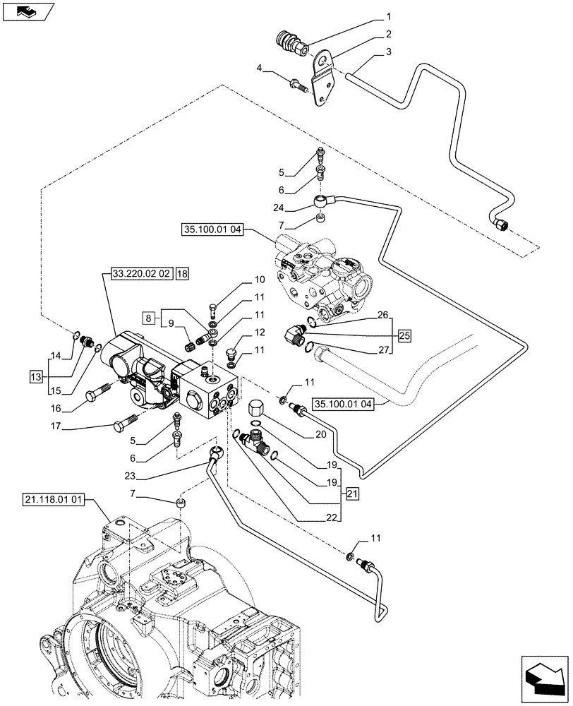 Схема запчастей Case IH PUMA 215 - (33.220.02[01]) - HYDRAULIC TRAILER BRAKE (UNIVERSAL) - BRAKING SYSTEM (VAR.743977 / 720414) (33) - BRAKES & CONTROLS