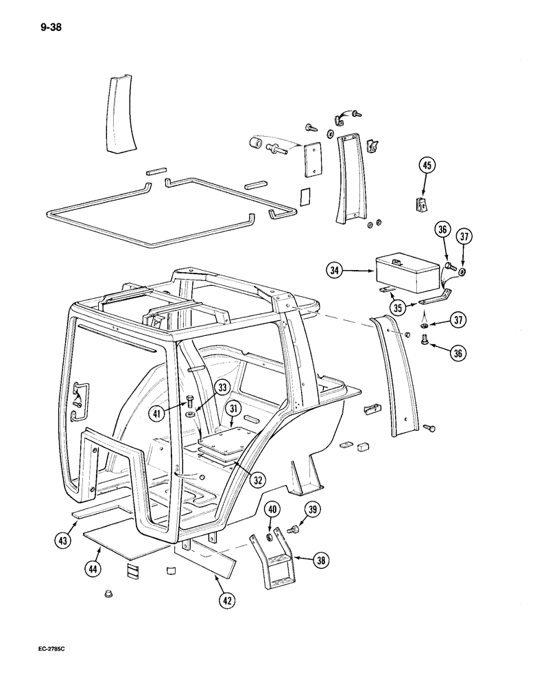 Схема запчастей Case IH 895 - (9-038) - CAB, FRAME (09) - CHASSIS/ATTACHMENTS