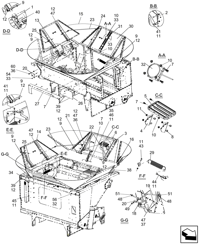 Схема запчастей Case IH 5130 - (80.154.01[02]) - GRAIN TANK EXTENSIONS, 300 BUSHEL - 5130(NA ONLY) 6130 7130 (80) - CROP STORAGE/UNLOADING