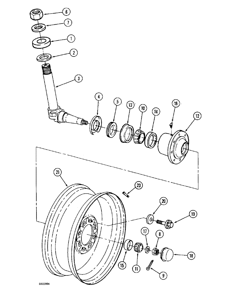 Схема запчастей Case IH 1666 - (5-26) - STEERING KNUCKLE, HUB AND WHEELS, ADJUSTABLE AXLES, WITHOUT POWER GUIDE AXLE, CORN AND GRAIN COMBINE (04) - STEERING