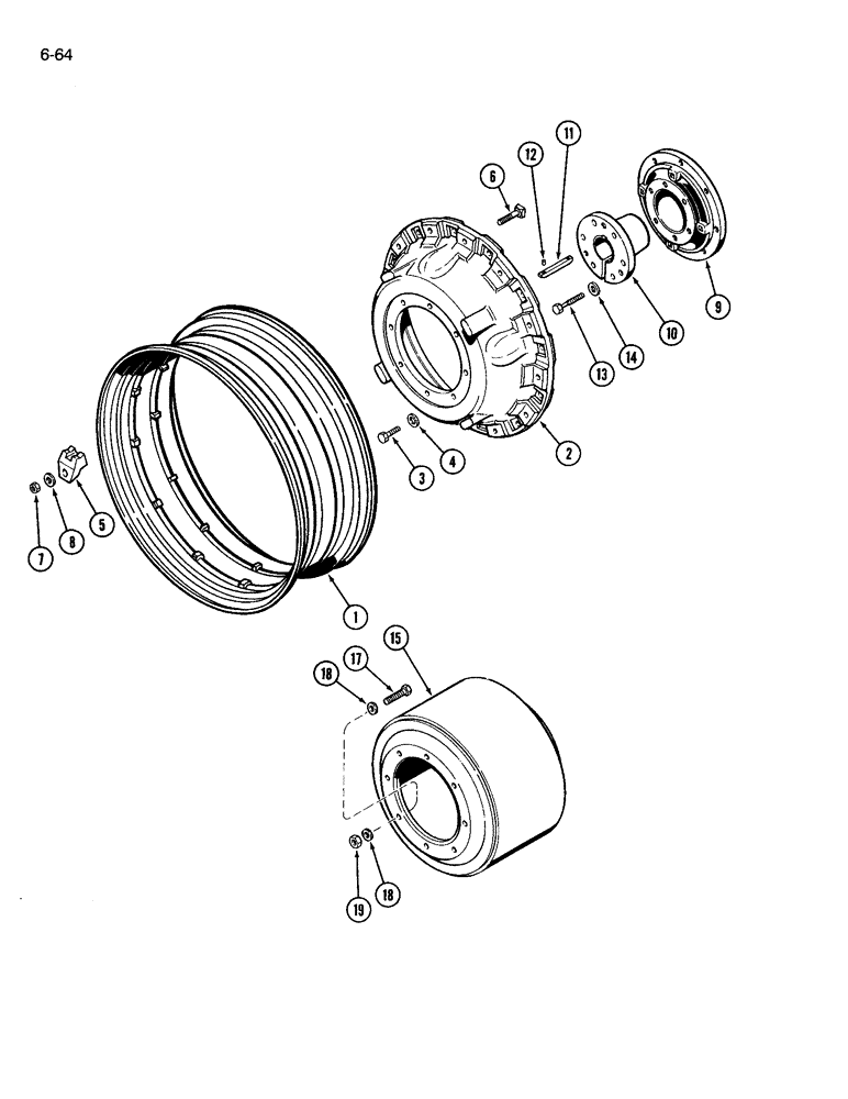 Схема запчастей Case IH 3594 - (6-064) - DUAL REAR WHEELS, CAST WITH 38 INCH RIMS (06) - POWER TRAIN