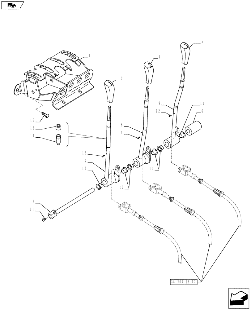 Схема запчастей Case IH PUMA 200 - (35.204.16[01]) - 3 MECHANICAL REAR REMOTE CONTROL VALVES (35) - HYDRAULIC SYSTEMS