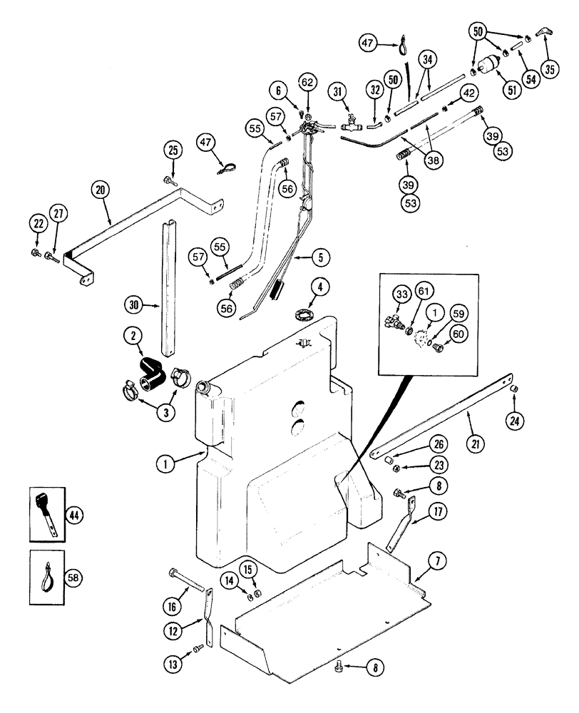 Схема запчастей Case IH 7220 - (3-034) - AUXILIARY FUEL TANK AND FUEL LINES, PRIOR TO TRACTOR P.I.N. JJA0064978 (03) - FUEL SYSTEM