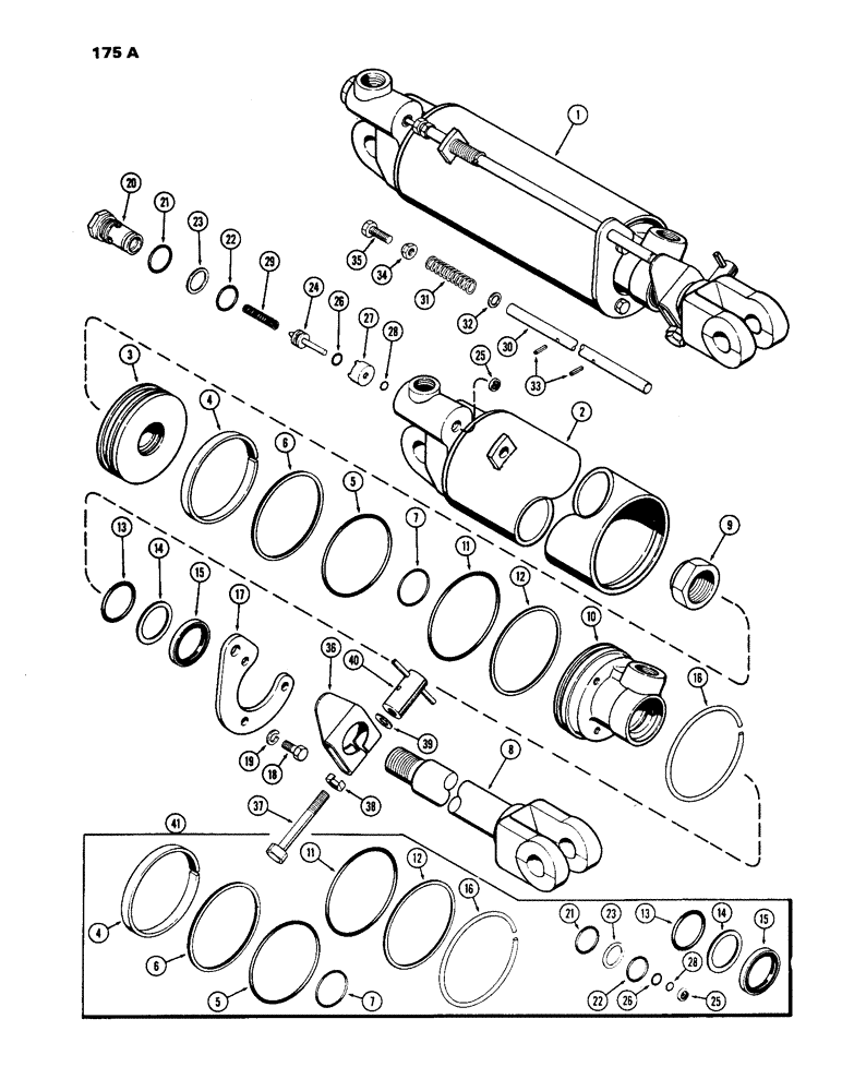 Схема запчастей Case IH 1170 - (175A) - A34923 HYDRAULIC CYLINDER, 4" X 8" REMOTE PORTABLE CYLINDER, USED PRIOR TO TRAC. SER.NO. 8675001 (09) - CHASSIS/ATTACHMENTS