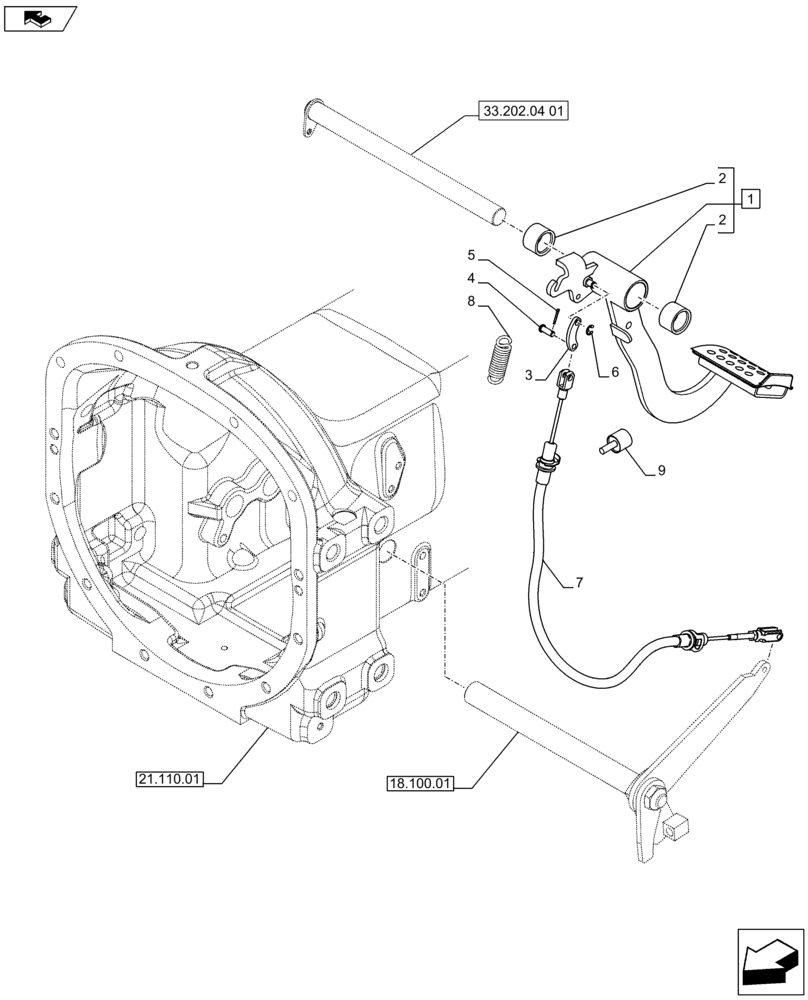 Схема запчастей Case IH FARMALL 65C - (18.100.03[01]) - CLUTCH PEDAL - END YR 23-JUN-2014 (18) - CLUTCH