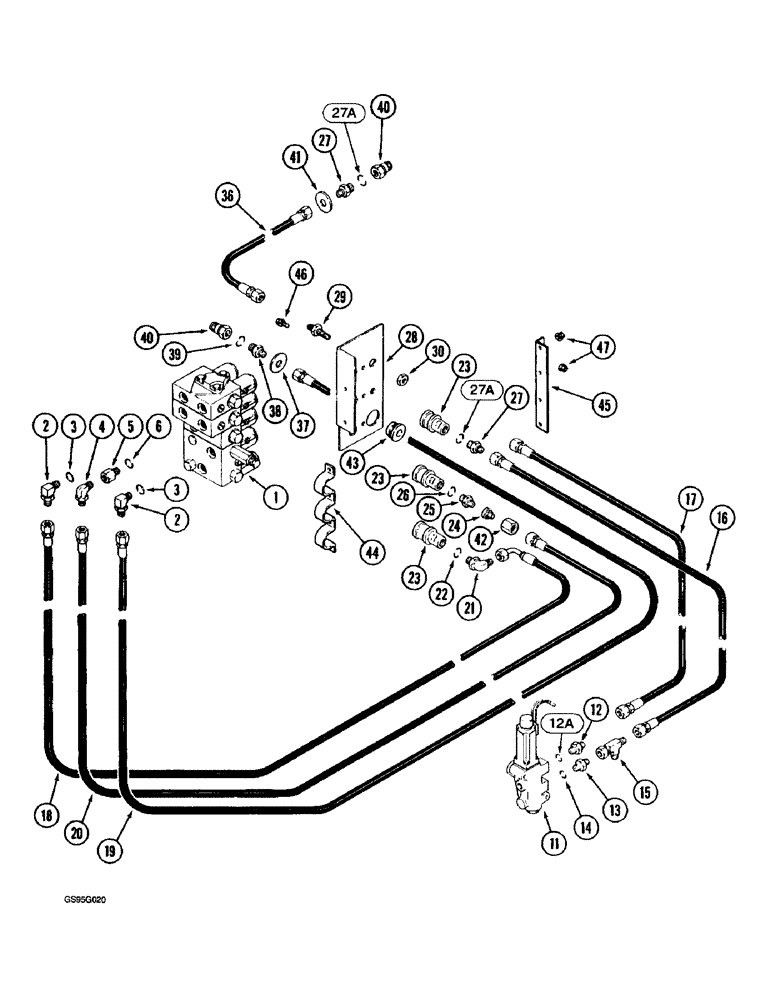 Схема запчастей Case IH 1670 - (8-48) - HEADER AND REEL DRIVE, CONTROL VALVE SYSTEM (07) - HYDRAULICS