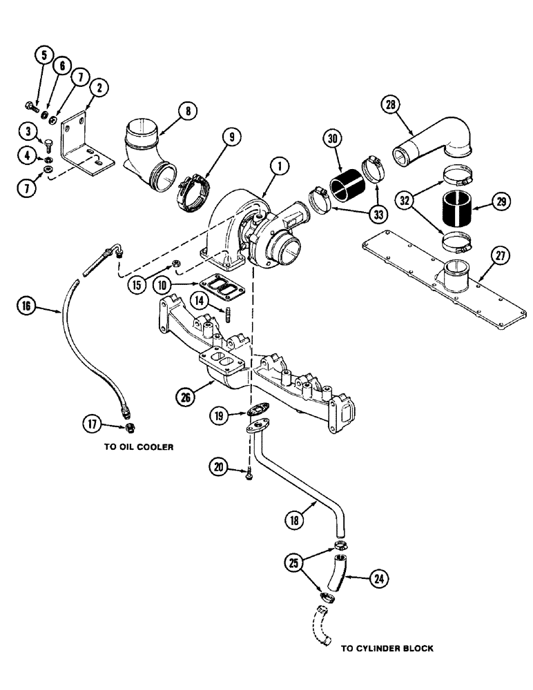 Схема запчастей Case IH 1896 - (2-14) - TURBOCHARGER SYSTEM, 6T-590 DIESEL ENGINE (02) - ENGINE