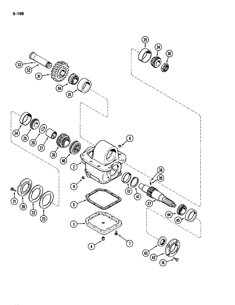 Схема запчастей Case IH 2094 - (6-196) - TRANSFER GEARBOX, CONSTANT LOCK, TRANSMISSION SERIAL NO.16239354 AND AFTER, IF EQUIPPED (06) - POWER TRAIN