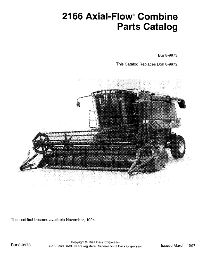 Схема запчастей Case IH 2166 - (1-01) - 2166 AXIAL-FLOW COMBINE (00) - PICTORIAL INDEX