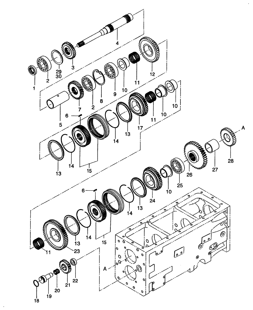 Схема запчастей Case IH DX55 - (03.04) - FRONT TRANSMISSION GEARS - EHSS (03) - TRANSMISSION