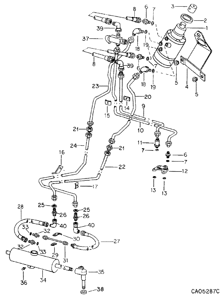 Схема запчастей Case IH 1586 - (10-12) - HYDRAULIC, HYDRAULIC POWER STEERING CONNECTIONS, 1586 TRACTOR WITH SERIAL NO. 12955 AND BELOW (07) - HYDRAULICS