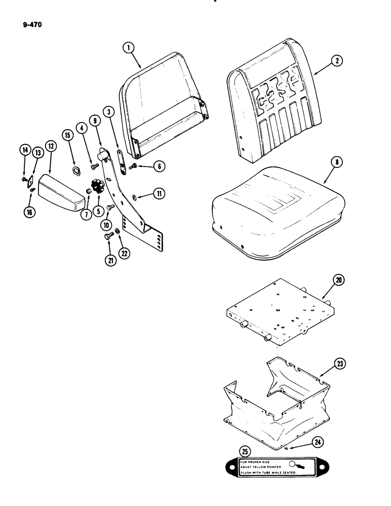 Схема запчастей Case IH 2294 - (9-470) - VINYL SEAT, WITHOUT SWIVEL (09) - CHASSIS/ATTACHMENTS