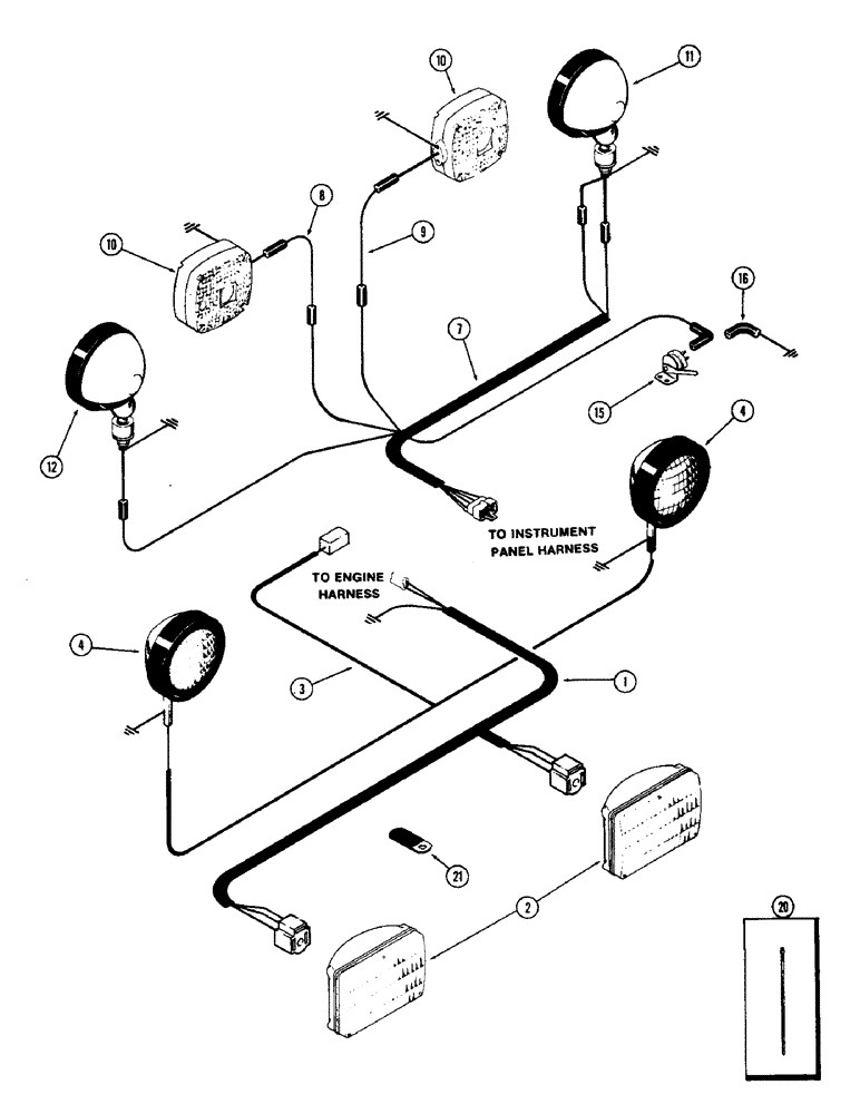 Схема запчастей Case IH 2870 - (084) - LIGHT EQUIPMENT AND WIRING (04) - ELECTRICAL SYSTEMS