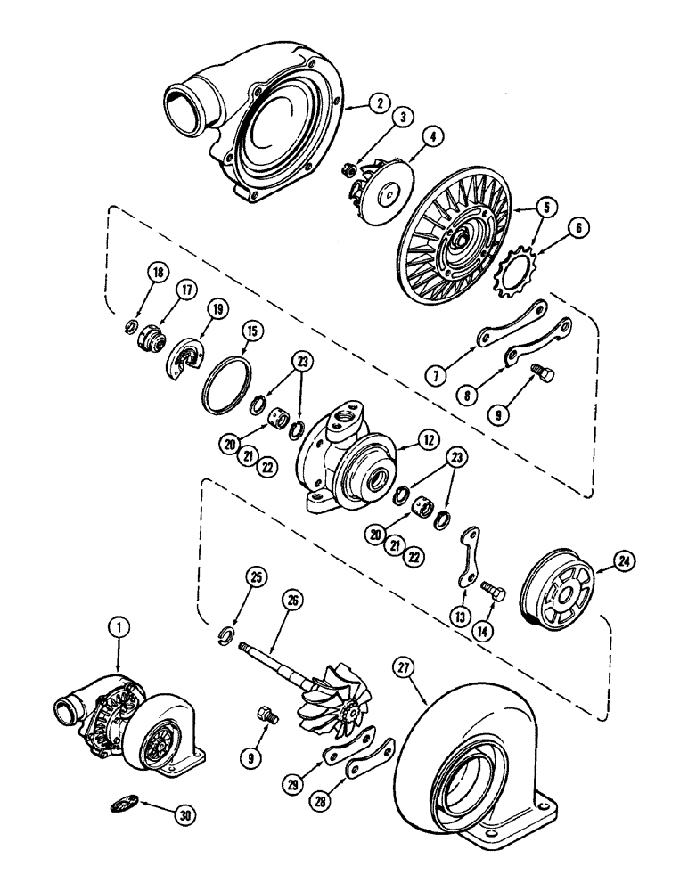 Схема запчастей Case IH 3294 - (2-020) - TURBOCHARGER ASSEMBLY, 504BDT DIESEL ENGINE (02) - ENGINE