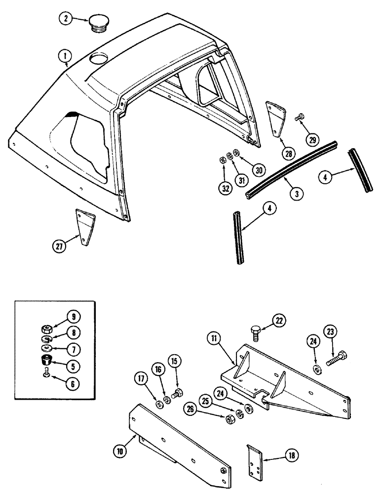 Схема запчастей Case IH 4890 - (9-380) - REAR HOOD, PRIOR TO P.I.N. 8857928 (09) - CHASSIS/ATTACHMENTS