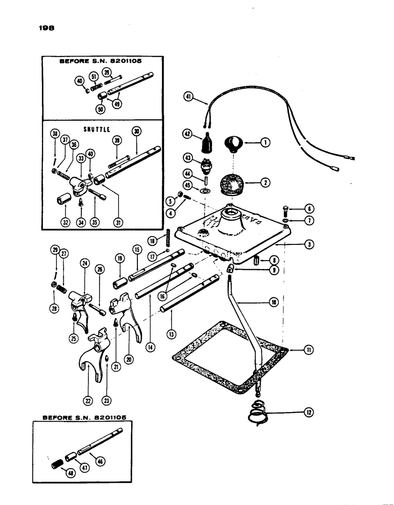 Схема запчастей Case IH 530 - (198) - GEAR SHIFT COVER, PRIOR TO S/N 8262800 (06) - POWER TRAIN