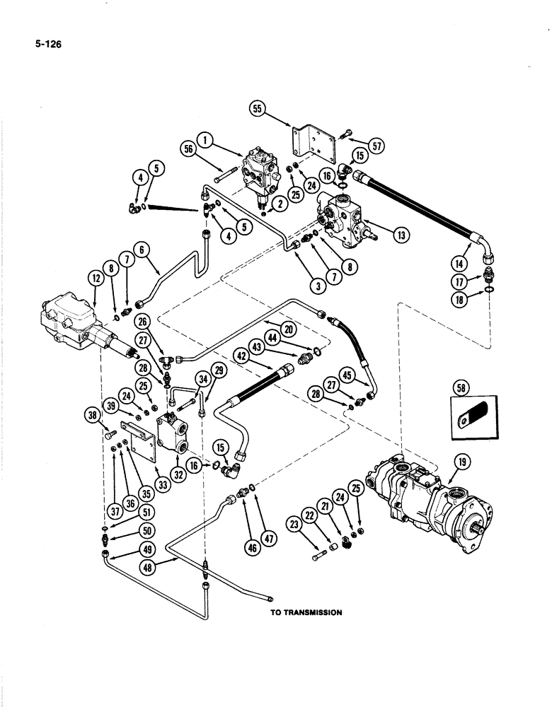 Схема запчастей Case IH 4894 - (5-126) - REAR STEERING HYDRAULICS PRIOR TO P.I.N. 885502, PRIORITY AND CONTROL VALVES (05) - STEERING