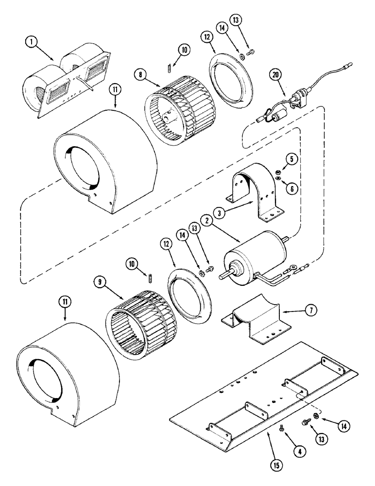 Схема запчастей Case IH 4690 - (9-412) - CAB, BLOWER ASSEMBLY, PRIOR TO CAB SERIAL NUMBER 12054687 (09) - CHASSIS/ATTACHMENTS