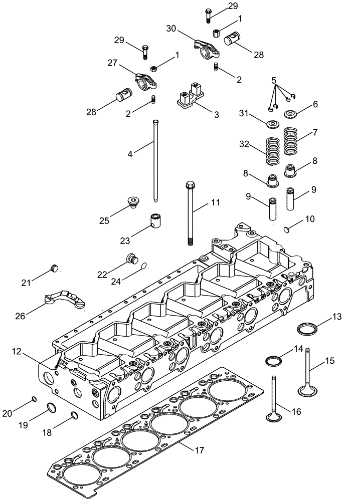 Схема запчастей Case IH 2388 - (02-31) - CYLINDER HEAD - VALVE MECHANISM - ASN HAJ0295001 EXCEPT ALL CIS MARKETS (01) - ENGINE