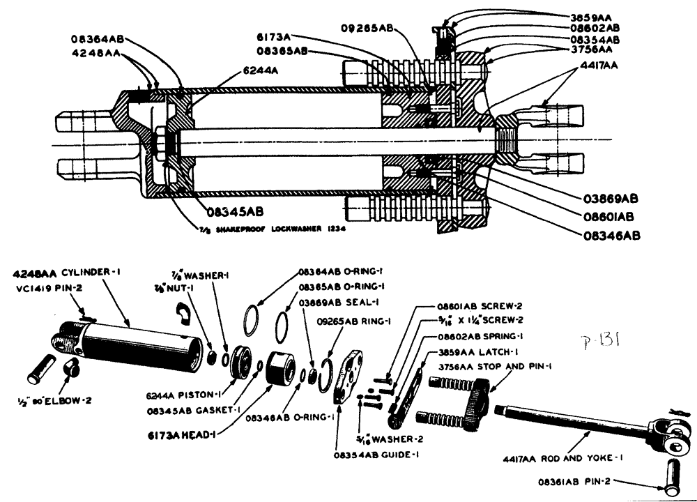 Схема запчастей Case IH LA-SERIES - (093) - HYDRAULIC SINGLE AND DUAL CONTROL UNIT - B3847AA PORTABLE CYLINDER (4" X 8") (08) - HYDRAULICS