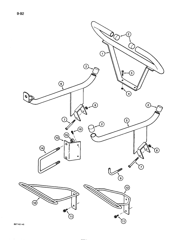 Схема запчастей Case IH 8600 - (9-092) - HOSE SUPPORTS, HOSES TO MANIFOLD PIPES AND FURROW OPENERS (09) - CHASSIS/ATTACHMENTS