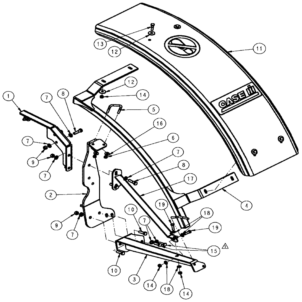 Схема запчастей Case IH SPX3310 - (11-005) - FENDER GROUP, R.H. REAR Options