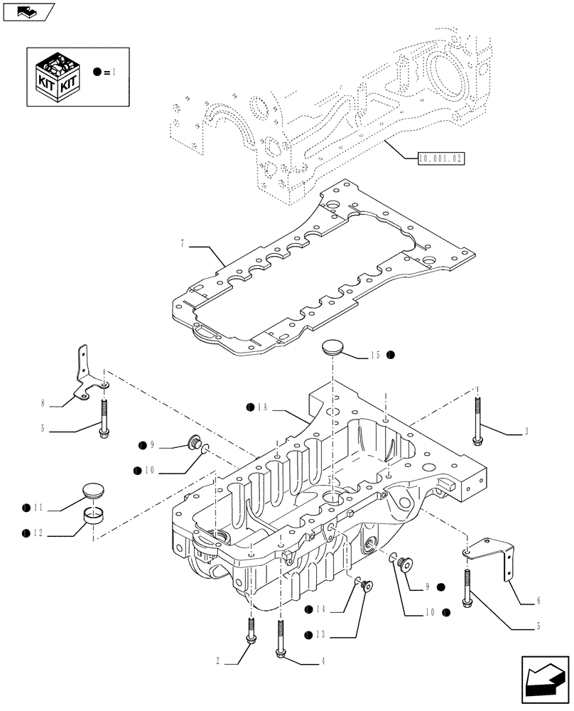 Схема запчастей Case IH F4DFE413B A002 - (10.102.01) - ENGINE OIL SUMP (2853792) (10) - ENGINE