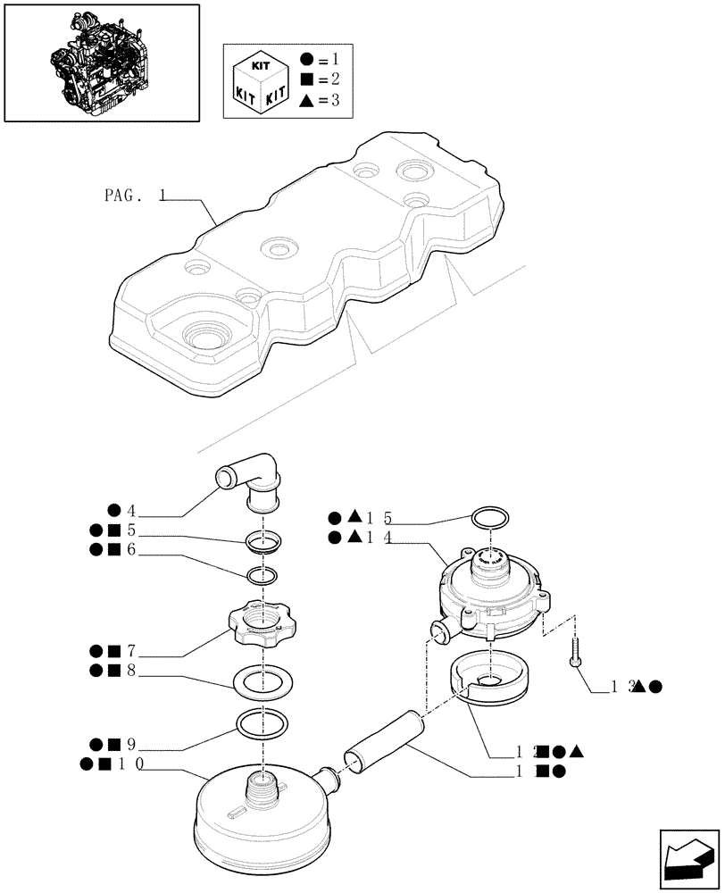 Схема запчастей Case IH MAXXUM 130 - (0.06.3/01[02]) - CYLINDER HEAD COVERS (STD + VAR.330003-332115-332116) (01) - ENGINE