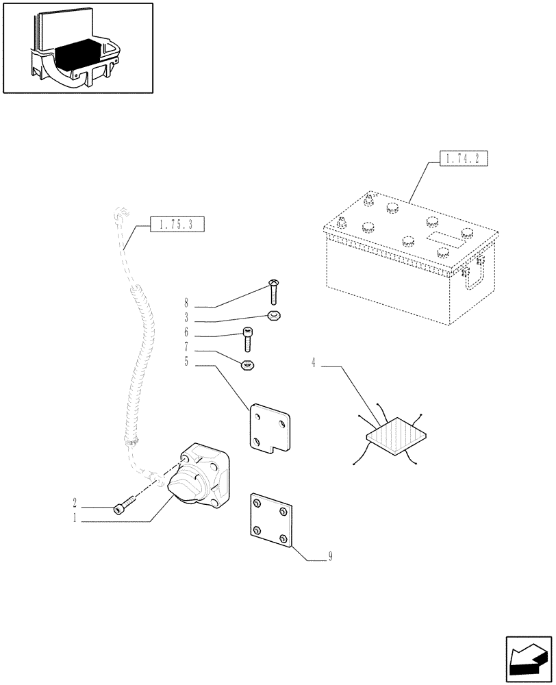 Схема запчастей Case IH PUMA 165 - (1.75.3/02) - (VAR.753) MECHANICALLY CONTROLLED BATTERY ISOLATOR - C5958 (06) - ELECTRICAL SYSTEMS