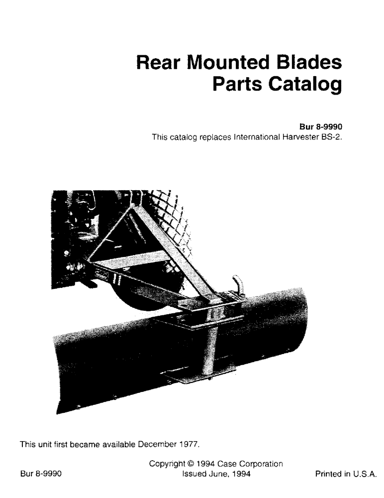 Схема запчастей Case IH 10 - (1-01) - REAR MOUNTED BLADES PARTS CATALOG (00) - PICTORIAL INDEX