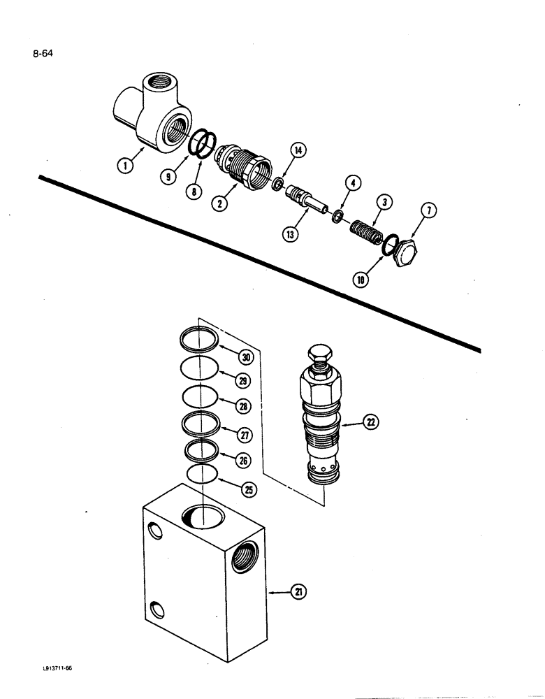 Схема запчастей Case IH 9280 - (8-064) - HYDRAULIC RELIEF VALVE (08) - HYDRAULICS