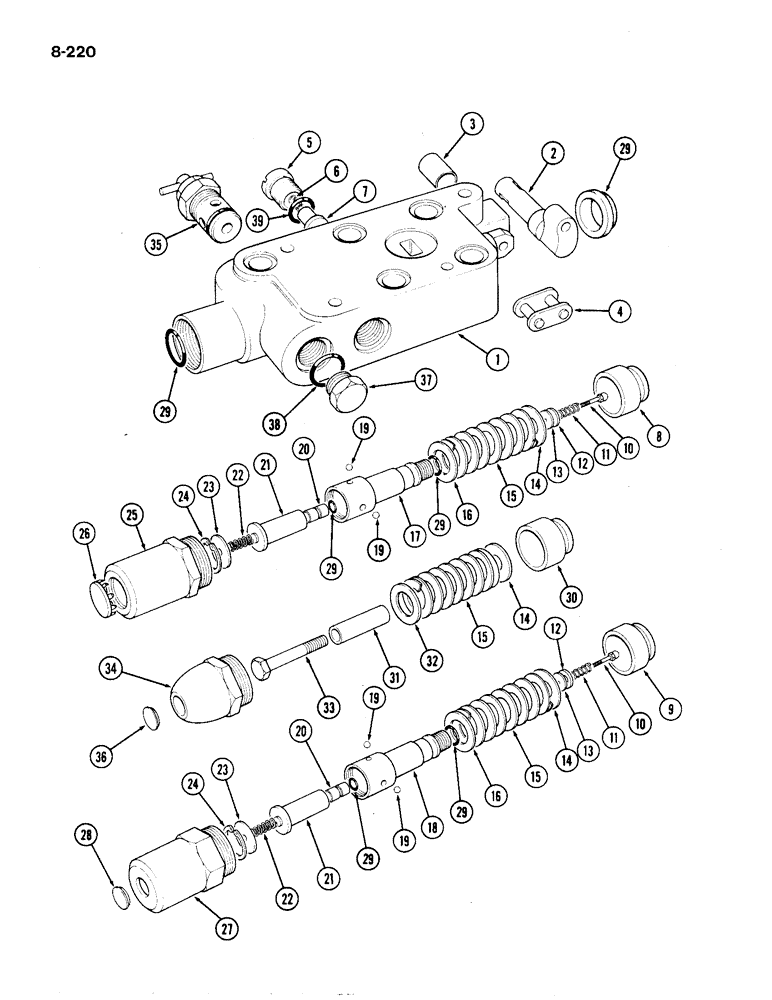 Схема запчастей Case IH 1194 - (8-220) - REMOTE VALVE ASSEMBLIES (08) - HYDRAULICS