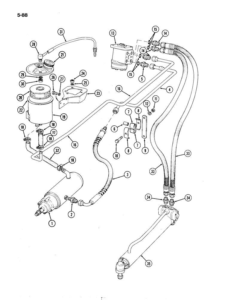 Схема запчастей Case IH 1194 - (5-088) - TUBES AND FITTINGS, POWER STEERING, TRACTORS WITHOUT CAB (05) - STEERING