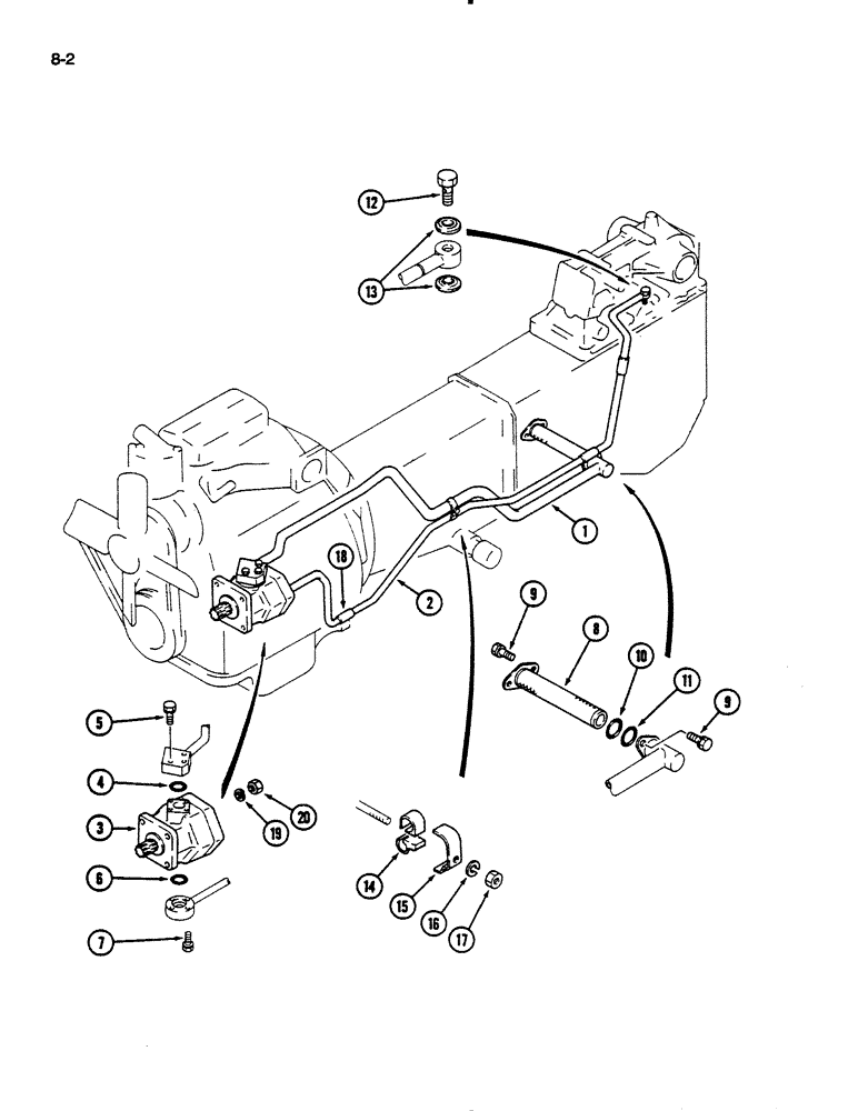 Схема запчастей Case IH 235 - (8-02) - PUMP AND HYDRAULIC LINES, MECHANICAL TRANSMISSION (08) - HYDRAULICS