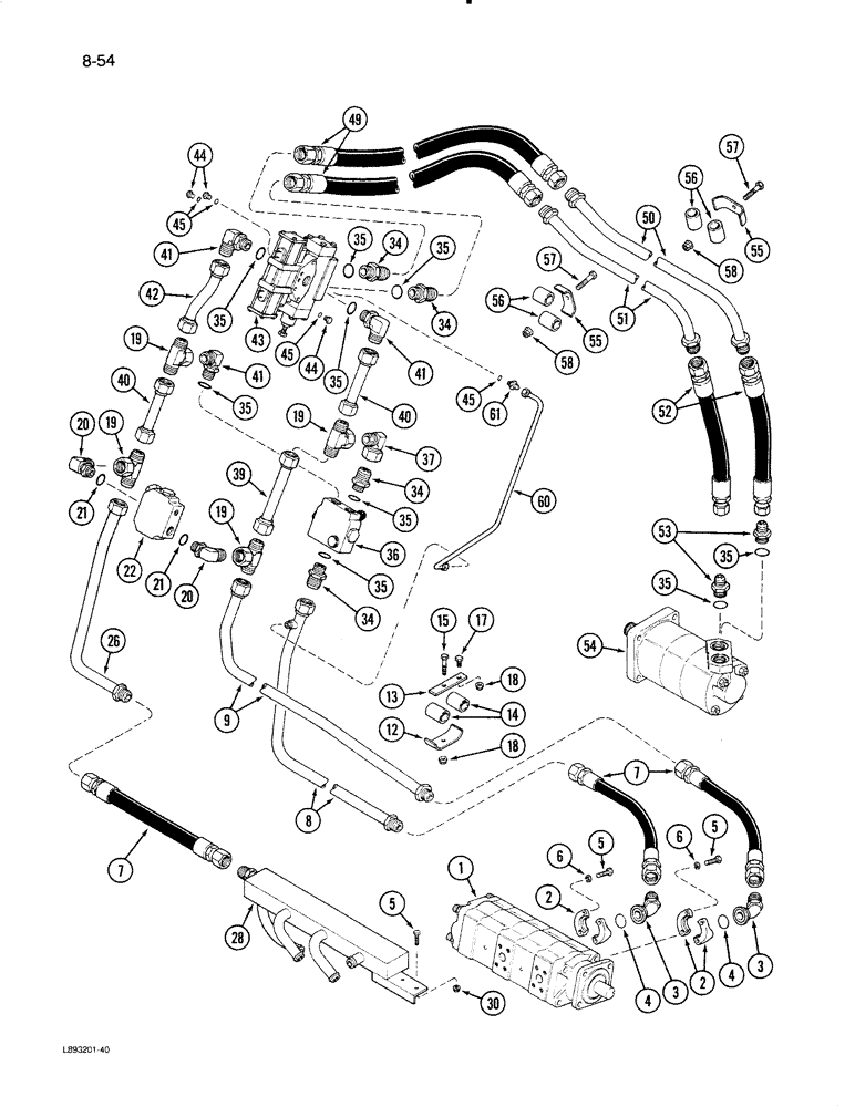 Схема запчастей Case IH 1670 - (8-54) - HEADER AND REEL DRIVE, SELECTOR VALVE SYSTEM (07) - HYDRAULICS