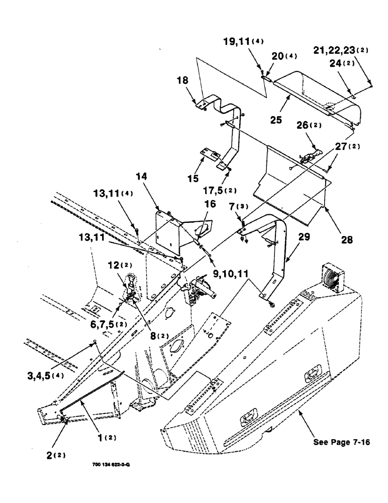 Схема запчастей Case IH 625 - (7-04) - SHIELD ASSEMBLY, LEFT, 14 FOOT (58) - ATTACHMENTS/HEADERS