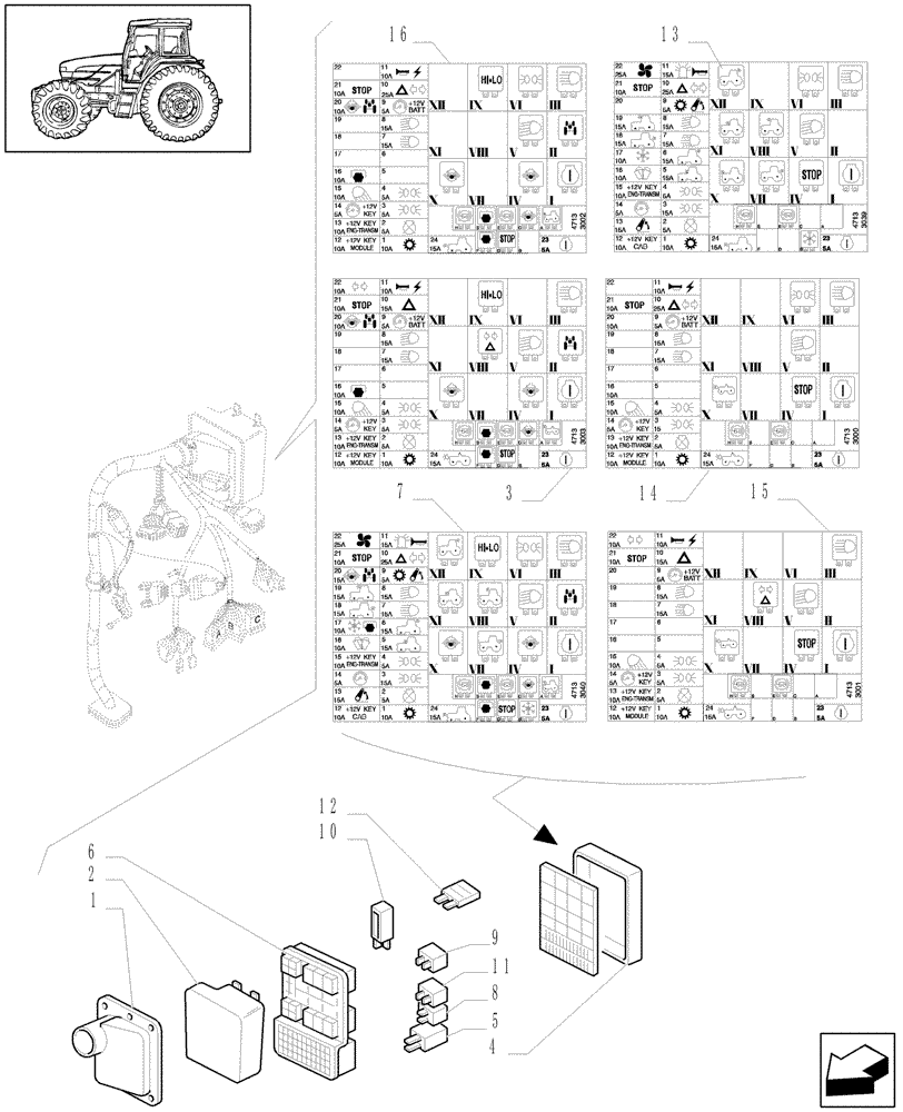 Схема запчастей Case IH JX1090U - (1.75.4/ A[01]) - FUSEBOX - C5184 (06) - ELECTRICAL SYSTEMS