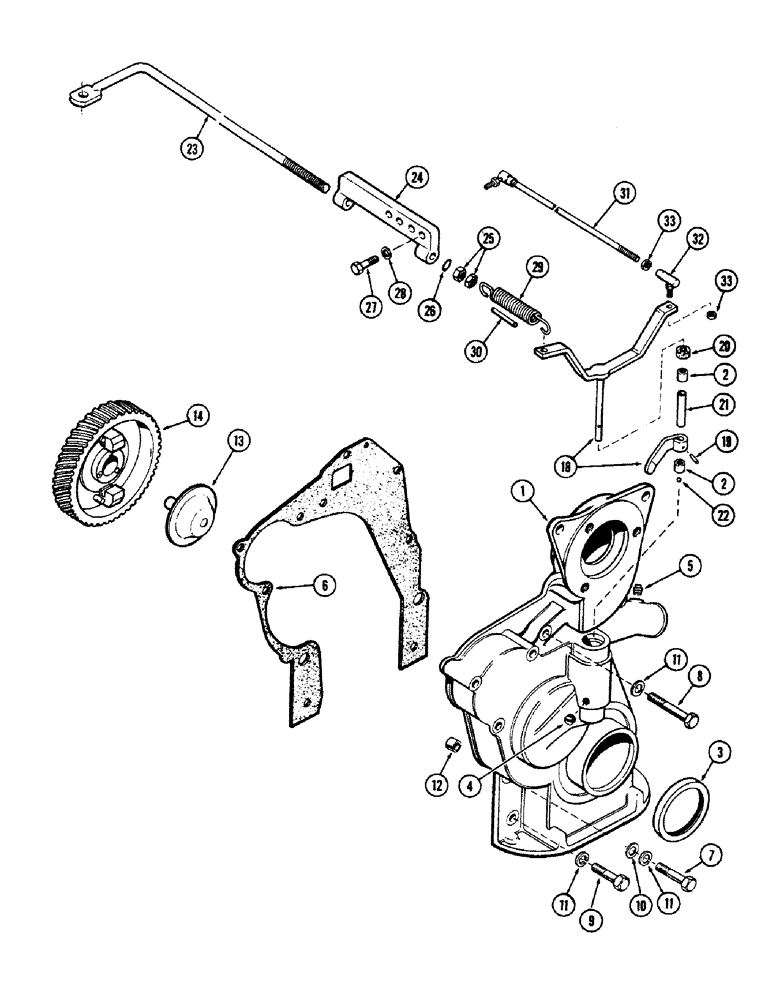 Схема запчастей Case IH 660 - (414) - TIMING GEAR COVER, THROTTLE AND GOVERNOR, 201 SPARK IGNITION ENGINE, PRIOR TO SERIAL NUMBER 2616145 