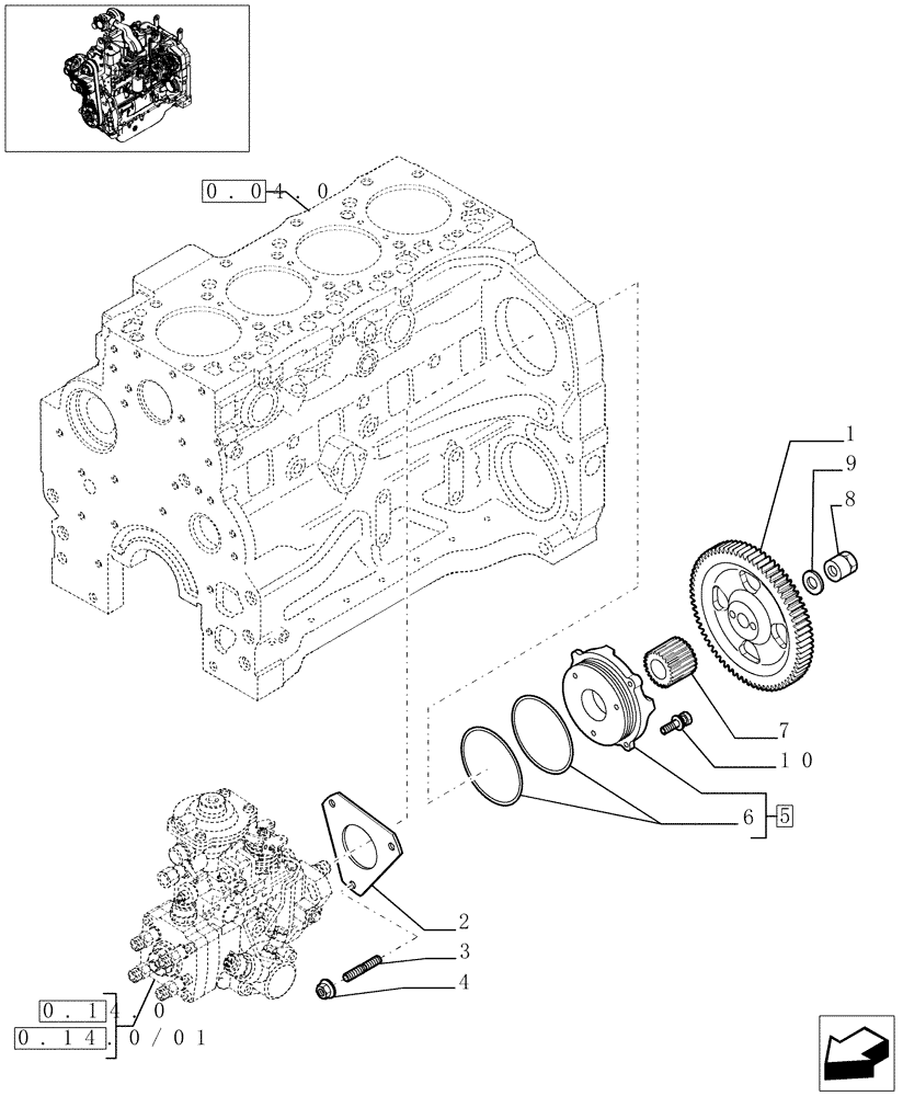 Схема запчастей Case IH JX1095C - (0.14.2) - INJECTION PUMP DRIVE (01) - ENGINE