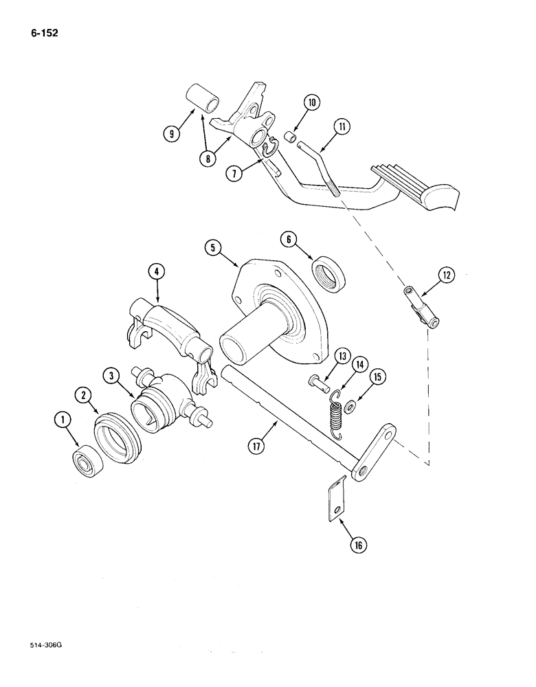 Схема запчастей Case IH 385 - (6-152) - CLUTCH CONTROLS (06) - POWER TRAIN